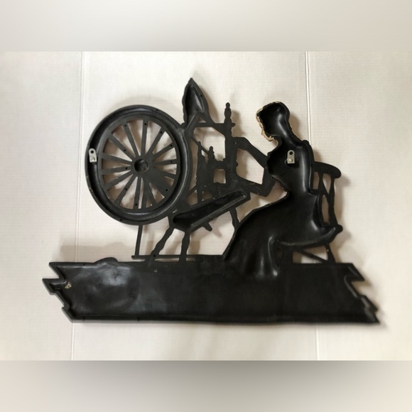 Vtg 70s Girl Spinning Yarn Wall Art - Picture 15 of 15